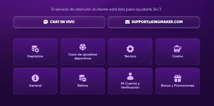 KingMaker Casino Espana support